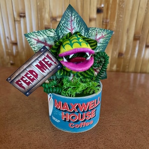 Little Shop of Horrors Audrey 2 Coffee Can Sculpture 6 inches Tall  Feed Me Seymour Venus Flytrap for Tiki Oasis Halloween