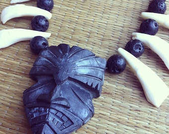 Original Doug Horne Design Tiki Pendant Buffalo Tooth Necklace Tiki Oasis VLV Pinup