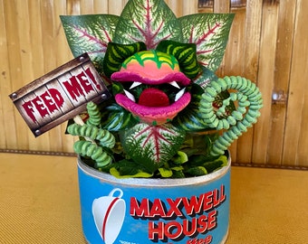 Little Shop of Horrors Audrey 2 Coffee Can Sculpture 7 inches Tall Medium Size Disney Feed Me Seymour Venus Flytrap for Tiki Oasis Halloween