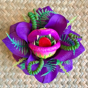 Audrey 2 Purple Rose Little Shop of Horrors Hair Clip Feed Me Seymour Venus Flytrap for Tiki Oasis Halloween Comic Con Cosplay Dapper D image 1