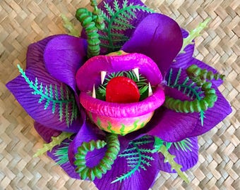 Audrey 2 Purple Rose Little Shop of Horrors Hair Clip Feed Me Seymour Venus Flytrap for Tiki Oasis Halloween Comic Con Cosplay Dapper D