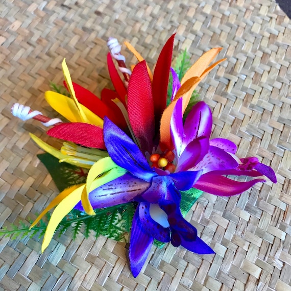 The Floof Purple Violet Yellow Red Orange Hair Clip For Tiki Etsy