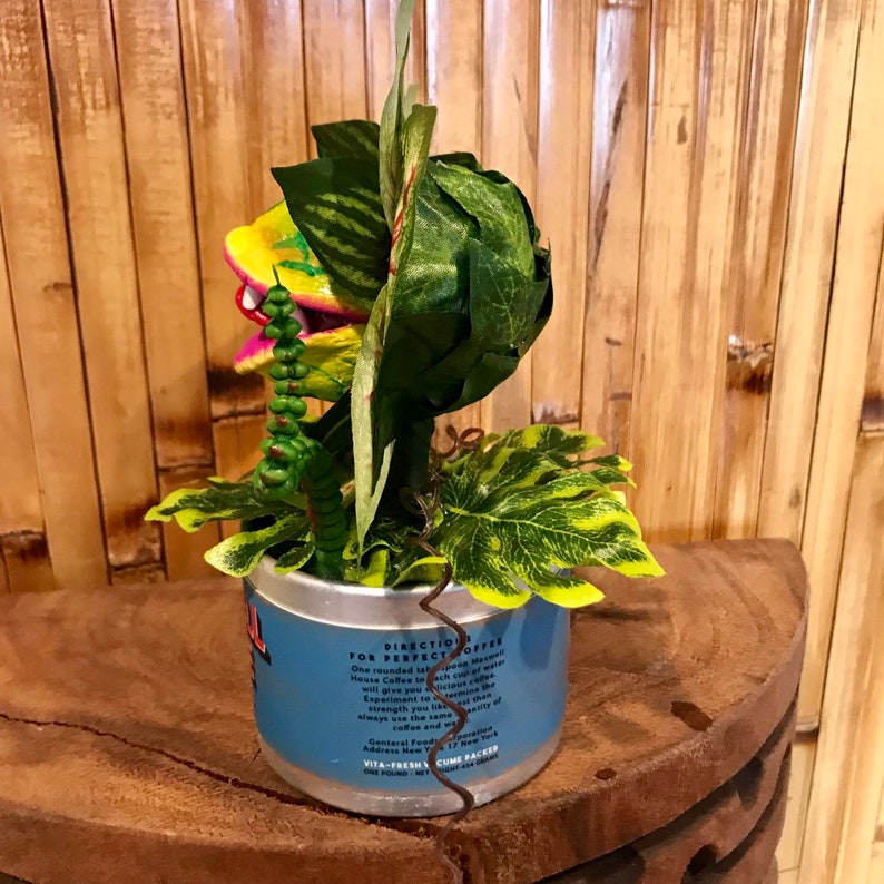 Little Shop of Horrors Audrey 2 Coffee Can Sculpture 6 inches Tall Disney Feed Me Seymour Venus Flytrap for Tiki Oasis Halloween