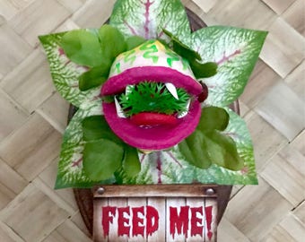 Little Shop of Horrors Audrey 2 Sculpture Faux Vegan Taxidermy Wall Plaque Disney Feed Me Seymour Venus Flytrap for Tiki Oasis H