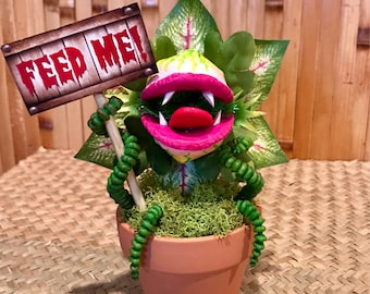 Little Shop of Horrors Audrey 2 Sculpture 6 inches Tall Disney Feed Me Seymour Venus Flytrap for Tiki Oasis Halloween