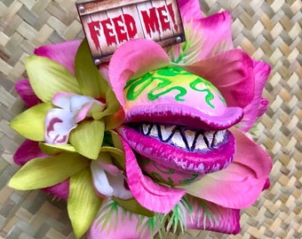 Audrey 2 Pink Rose Little Shop of Horrors Hair Clip Feed Me Seymour Venus Flytrap for Tiki Oasis Halloween Comic Con Cosplay Dapper D