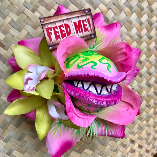 Audrey 2 Pink Rose Little Shop of Horrors Hair Clip Feed Me Seymour Venus Flytrap for Tiki Oasis Halloween Comic Con Cosplay Dapper D