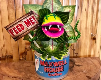 Little Shop of Horrors Audrey 2 Coffee Can Sculpture 6 inches Tall  Feed Me Seymour Venus Flytrap for Tiki Oasis Halloween