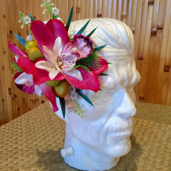 Tropical Pink and White Orchid Hair Clip for Oasis Luau Caliente VLV Luau