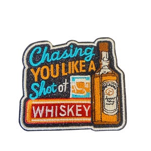 Whiskey Shot – Glitter Iron-On Embroidered Patch