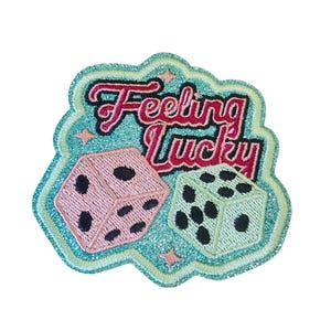 Feeling Lucky Dice Iron On Embroidered Y2K Denim Jacket Accessory