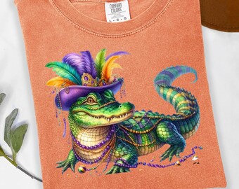 Mardi Gras Shirt T-rex crocodile,Funny Mardi Gras Tee For Kids,Mardi Gras Outfits,Humor Gator Apparel