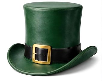 St Patrick's Day Koboldhut aus echtem Leder, grüner Kostümhut