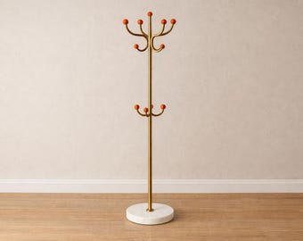 Modern Brass Coat Rack with Marble Base