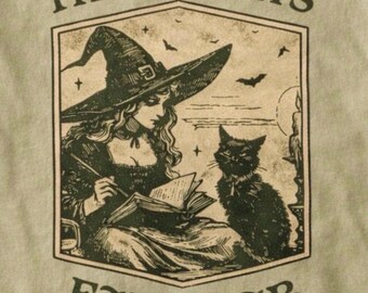 Vintage Witch Cat Familiar T-Shirt, Witchy Halloween Graphic Tee