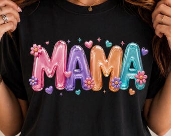 Mama Graphic Tee Comfort Colors 1717, Retro Mama Shirt, Cute Mom Gift Idea, Aesthetic Floral Tee, Trendy Mothers Day Shirt