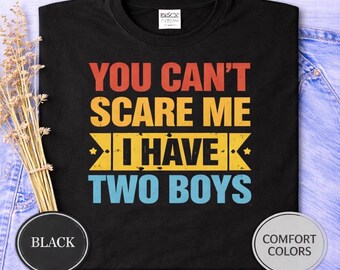 Funny Mom of Two Boys Shirt, Vintage Graphic Tee, Comfort Colors 1717
