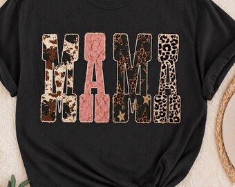 MAMA Shirt, Trendy Mama Tee, Leopard Print Mama Shirt, Western Mama T Shirt, Comfort Colors Shirt, Cute Mom Gift, Aesthetic Mom Tee