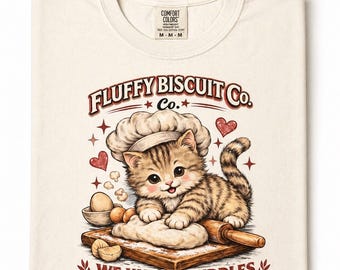 Fluffy Biscuit Cat Baking Shirt, Kitten Comfort Colors Tee