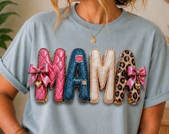 Mama Shirt for Women, Floral Mama Shirt, Mothers Day Gift, Cute Mom Shirt, New Mom Gift, Trendy Mama Tee, Patchwork Mama Shirt, Gift for Mom