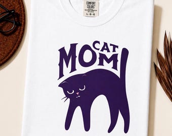 CAT MOM Shirt, Cat Lover Gift, Cute Cat Mom Tee, Minimalist Cat T Shirt, Funny Cat Owner Gift, Aesthetic Cat Graphic Tee, Women Cat Shirt