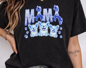 Mama Dog Shirt – Puppy Graphic Tee, Comfort Colors Vintage Style Unisex T-Shirt