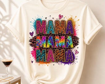 Mama Shirt, Colorful Leopard Print Mom Tee, Gift for Mom, Mothers Day Shirt, Cute Graphic Tee, Comfort Colors Unisex T-Shirt