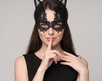 Black Lace Masquerade Mask | Elegant Half Face Costume Accessory