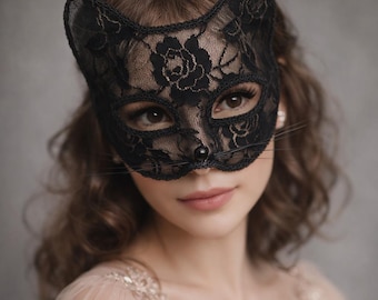 Masque de costume en dentelle pour femme | Accessoire oeil de chat | Masques de fête élégants | Style de mascarade d'Halloween