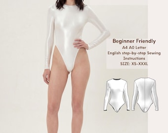 Versatile Bodysuit Sewing Pattern PDF Beginner Friendly Leotard & Catsuit Style Dancewear, Catsuit Stretch Fabric, XS–XXXL Digital Download