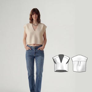 Oversized Winter Vest Sewing Pattern Cocoon Silhouette Layering Top Women's PDF Pattern Modern Loose Fit Digital download