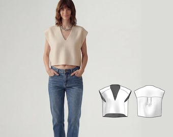 Oversized Winter Vest Sewing Pattern Cocoon Silhouette Layering Top Women's PDF Pattern Modern Loose Fit Digital download