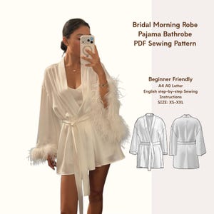 Silk Robe Sewing Pattern | Bridal Kimono, XS-XXL (PDF Download)