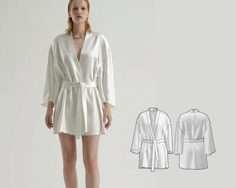 Silk Robe Sewing Pattern | Bridal Kimono, XS-XXL (PDF Download)