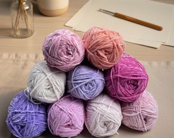 Soft Velvet Chenille Yarn for Crochet, Colorful Yarn for Amigurumi and Keychains, 40g Skein for DIY Crafts