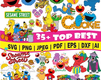 Personajes de Street Monsters en capas SVG, paquete SVG de Elmo, caras de Street Monsters, imágenes prediseñadas SVG de Elmo y su amigo, archivos digitales de imágenes prediseñadas de cumpleaños