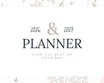 Minimalist 2026–2027 Digital Planner | Monthly, Weekly, Daily, To-Do, Notes | Canva Editable Template