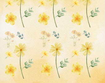 Seamless Sunflower Pattern | Yellow Autumn Floral Design (Printable)