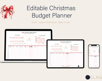 Budget de Noël modifiable | Suivi des dépenses des Fêtes | Journal des dépenses de Noël | Modèle de budget Excel | Téléchargement instantané