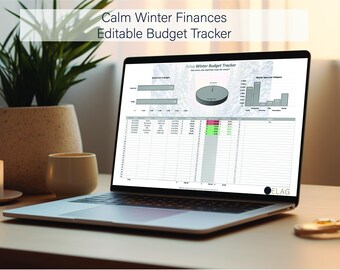 Excel Budget Template | Winter Expense Tracker Spreadsheet | Monthly Budget Planner | Editable Digital Template