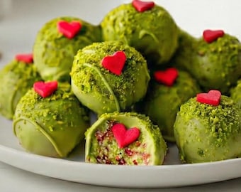 Matcha Green Tea Truffles Recipe | Grinch Christmas Dessert | Valentine's Day Hearts | Printable Recipe Card | Instant Download