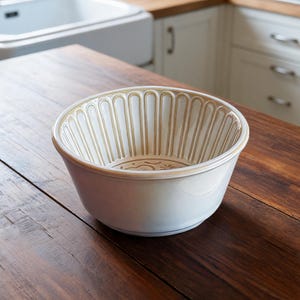 Ribbed Ceramic Cereal Bowl, Elegant White Soup Dish, Modern Textured Tableware, Minimalist Kitchen Pottery, Sophisticated Dining Bowl