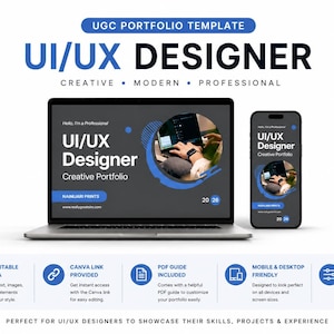 ugc Portfolio Template Canva | UI UX Designer Portfolio, Graphic Design Portfolio, Developer Portfolio, content creator