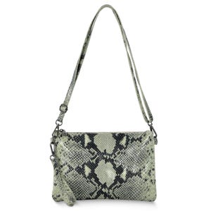Italian Genuine Python-Print Suede Crossbody Bag 111301