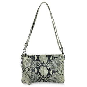 Italian Genuine Python-Print Suede Crossbody Bag | Lecce