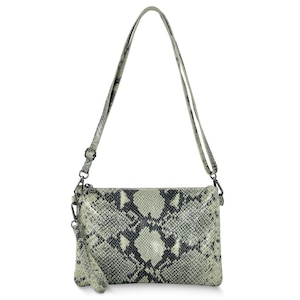 Italian Genuine Python-Print Suede Crossbody Bag | Lecce