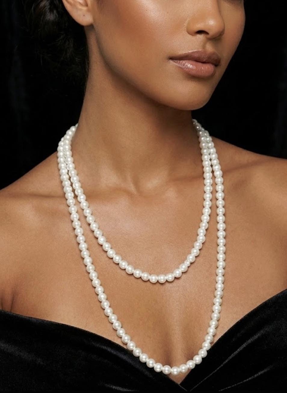 Sautoir Perles Opale Blanc Et Rose Pâle Boucle Marine - Style Haute Couture