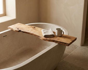 Luxury Olive Wood Bathtub Tray – Handmade from 500–1000 Year Old Ancient Olive Trees, Natural Wooden Bath Caddy