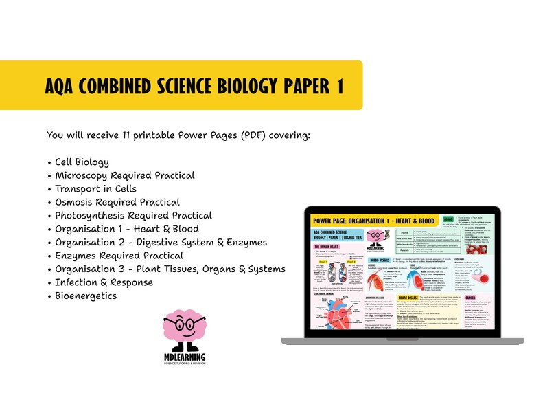 GCSE Biology Paper 1 Revision Power Pages | AQA Combined Science Higher ...