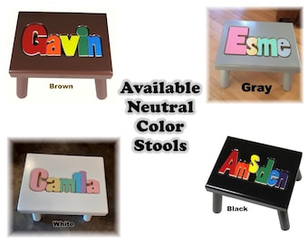 Neutral Painted Name Puzzle Stools ("FREE" Shipping)